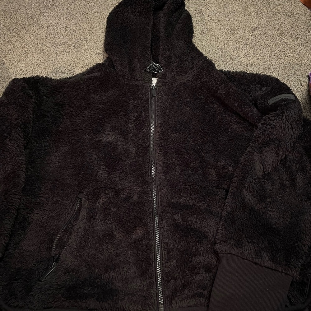 Calvin Klein Cozy Black Fleece Sherpa Zip-Up Hoodie